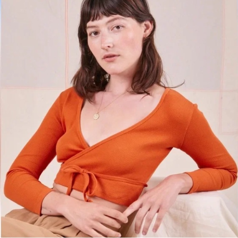 Big Bud Press Wrap Crop Top in Orange
